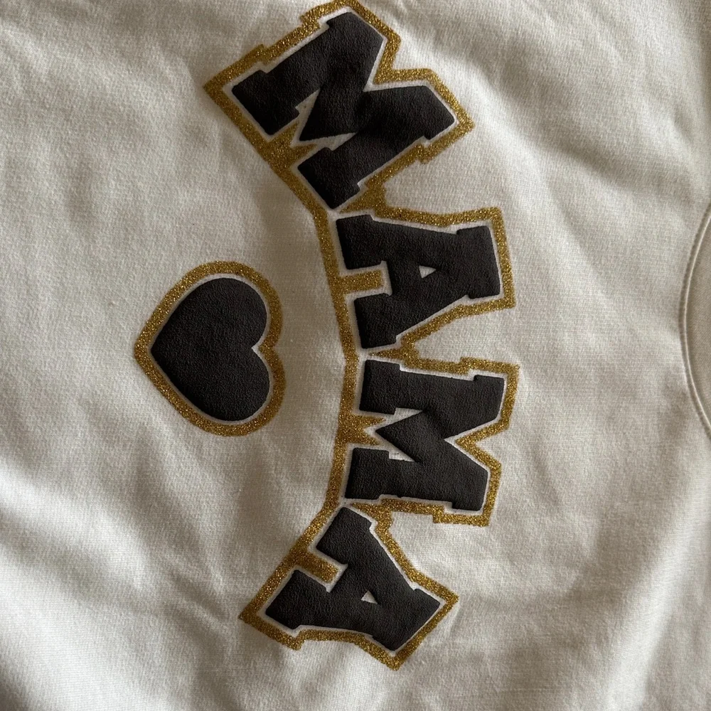 White 'Mama' Sweatshirt with Black and Gold Accents - Picture 3 of 4